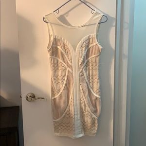 White/nude crochet mini